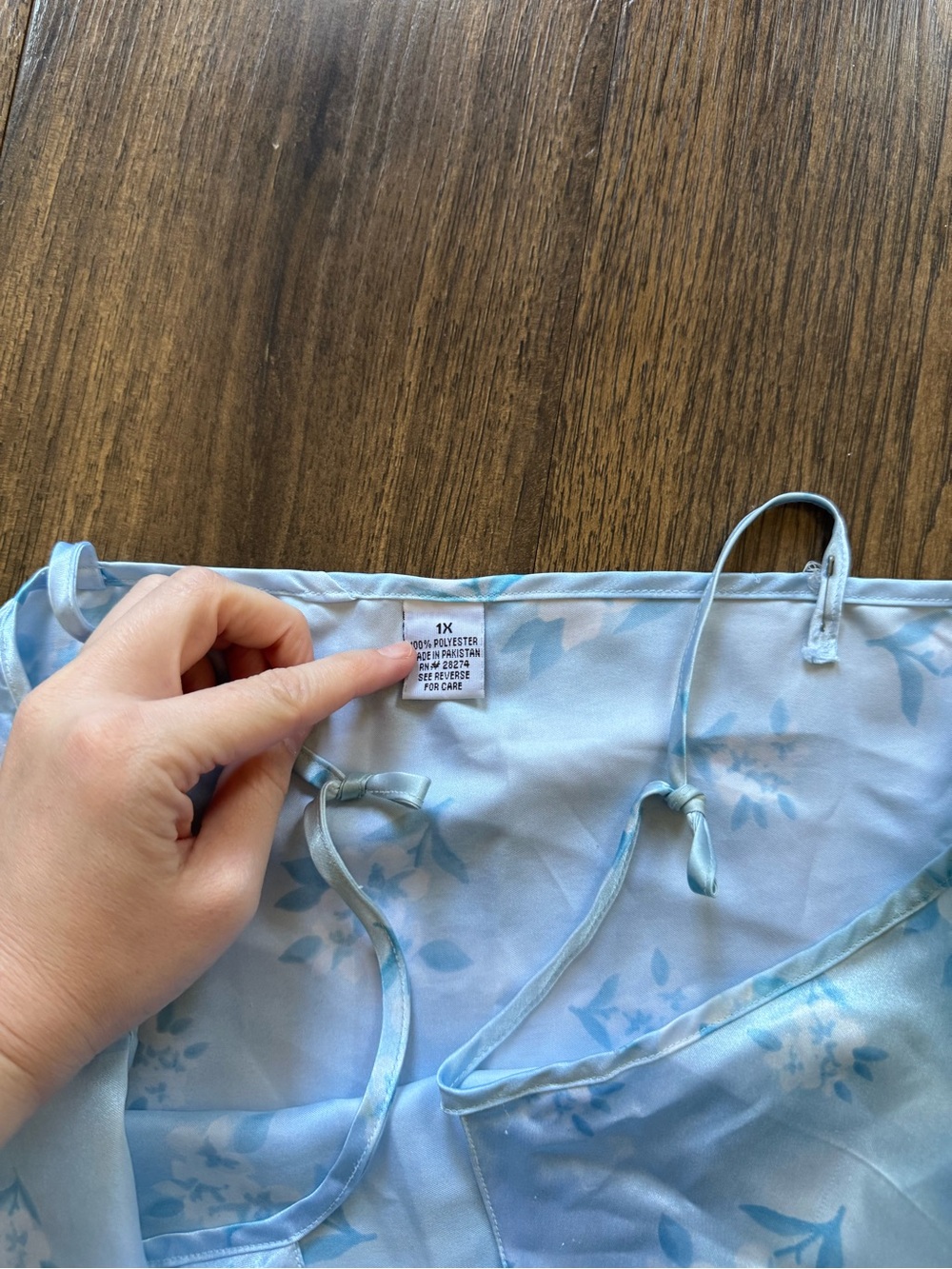Light Blue Floral Satin Slip Dress - Women's Intimates - Picture 2 of 3